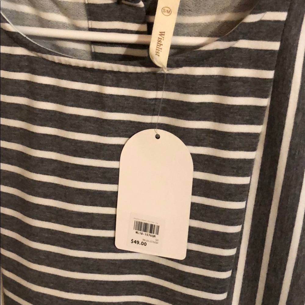 Grey and White Striped T-Shirt Dress - Picture 4 of 5